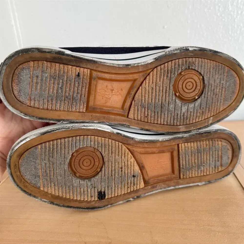 Polo by Ralph Lauren Mens Blue Plaid Boat Shoes Canvas Size 8.5 Casual Loafer